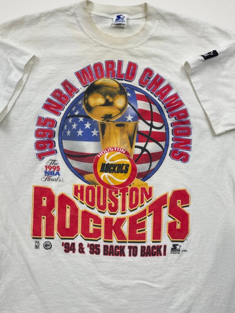 Vintage 1995 Houston Rockets Starter Back to Back NBA Champions T-Shirt Men’s L